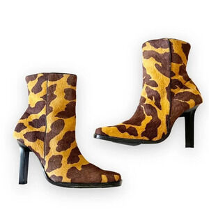 Vintage Giraffe Print Square Toe Boots Size 40 EU Hair‎ on Hide Timeless Brazil